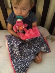 "Navy Stars & Hot Pink Minky Mini Baby Blanket ""Miss Hollywood" - thumbnail 1