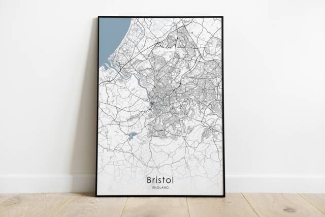 Bristol Map Print - Different Sizes & Canvas England Travel Poster Wall Art - image 1