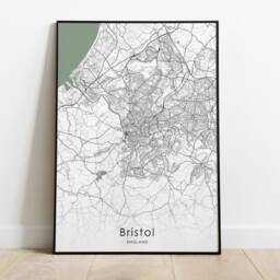 Bristol Map Print - Different Sizes & Canvas England Travel Poster Wall Art - thumbnail 2
