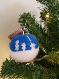 Needle Felted Christmas Bauble, Snow Scene Tree Ornament, Merino Wool