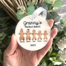 Personalised Grandchildren Christmas Ornament Gingerbread Family Bauble - thumbnail 3