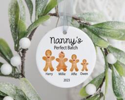 Personalised Grandchildren Christmas Ornament Gingerbread Family Bauble - thumbnail 1