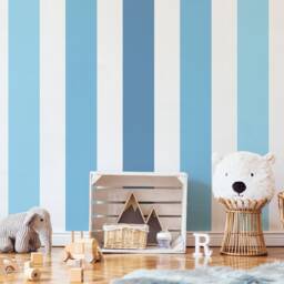Large Rainbow Stripes Wall Decal, Blue Sticker, Boys Stripes, Nursery Bedroom Decor, Mural 06 - thumbnail 3