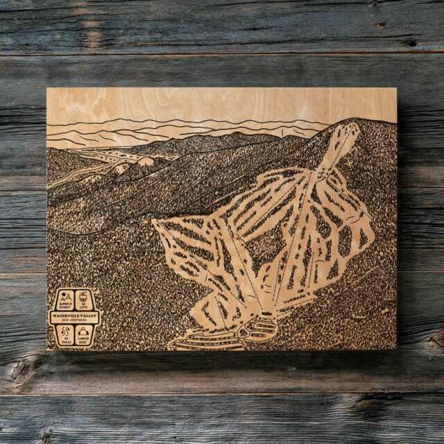 Waterville Valley New Hampshire Ski Trail Map - Engraved Wood Wall Art, Winter Cabin Decor, Snowboard Mountain, Personalized Family Gift - image 1