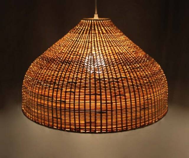 Handmade Bamboo Pendant Light Rustic Woven Chandelier - image 1