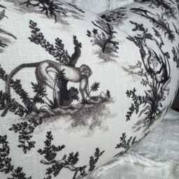 Monkey Toile De Jouy Lumbar Pillow Cover - Tradescant & Son Linen - thumbnail 3