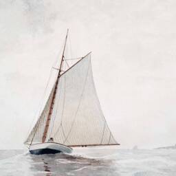 Sailing Off Gloucester - Vintage Art Oil Painting Sailboat Ocean Nautical Theme Winslow Homer Print Sizes 5x7 8x10 9x12 - thumbnail 3