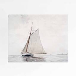 Sailing Off Gloucester - Vintage Art Oil Painting Sailboat Ocean Nautical Theme Winslow Homer Print Sizes 5x7 8x10 9x12 - thumbnail 2