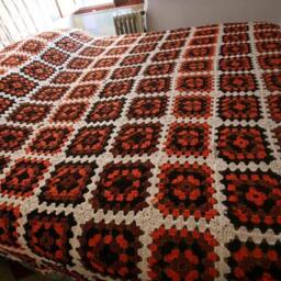 Crochet Chunky Blanket, Grannysquare Blanket Merino Wool, Hygge Crochet Throw For Menscave, Wedding Gift Cottage Chic, Gay Housewarming - thumbnail 2