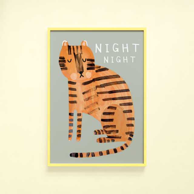 Night Tiger Print - Bedtime Sleep Children's Bedroom D??cor Nursery Kids Animal Poster Playroom Wall Art Home Decor - image 1