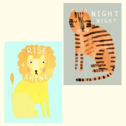 Night Tiger Print - Bedtime Sleep Children's Bedroom D??cor Nursery Kids Animal Poster Playroom Wall Art Home Decor - thumbnail 3