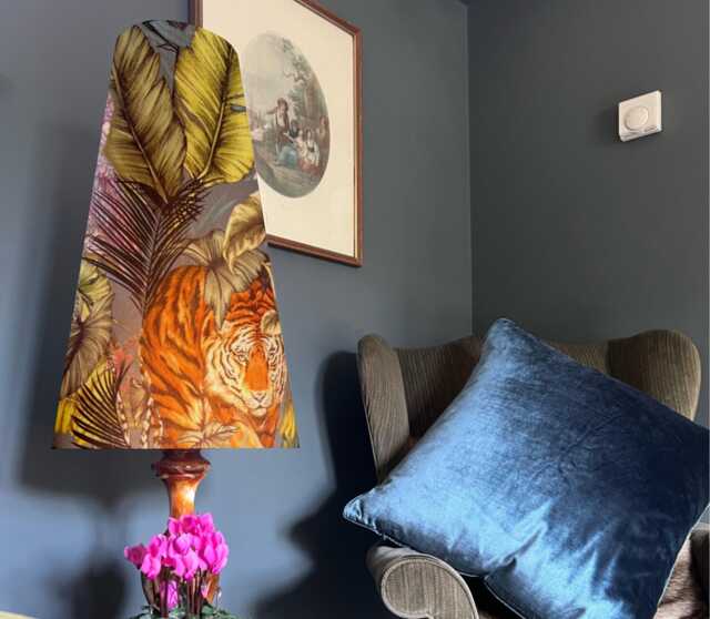 Bengal Tiger Velvet Cone Lampshade - Extra Tall, Luxury Design - image 1