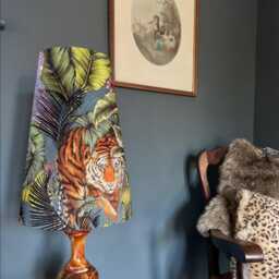 Bengal Tiger Velvet Cone Lampshade - Extra Tall, Luxury Design - thumbnail 2