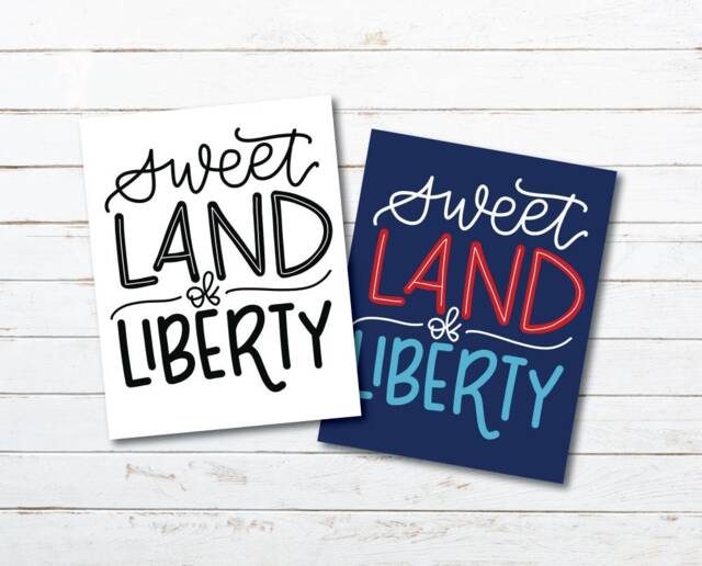 Sweet Land Of Liberty Hand-Lettered Wall Art Printable - image 1