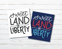 Sweet Land Of Liberty Hand-Lettered Wall Art Printable - thumbnail 1