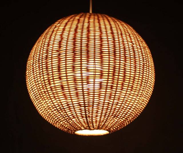 Handwoven Rattan Pendant Light, Ceiling Lighting Fixture, Globe Lighting, 3 Colors & 5 Sizes Options - image 1