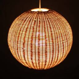 Handwoven Rattan Pendant Light, Ceiling Lighting Fixture, Globe Lighting, 3 Colors & 5 Sizes Options - thumbnail 2