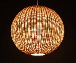 Handwoven Rattan Pendant Light, Ceiling Lighting Fixture, Globe Lighting, 3 Colors & 5 Sizes Options