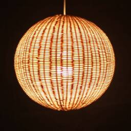 Handwoven Rattan Pendant Light, Ceiling Lighting Fixture, Globe Lighting, 3 Colors & 5 Sizes Options - thumbnail 3