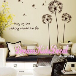 Dandelion Wall Decal Nursery Room Decor, White With Seeds - thumbnail 2