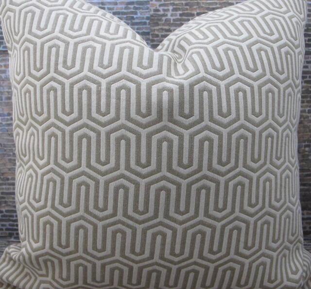 Designer Pillow Cover - 18 X 18- Caramel Flamestitch Jacquard - image 1