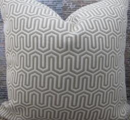 Designer Pillow Cover - 18 X 18- Caramel Flamestitch Jacquard - thumbnail 1
