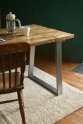 Handmade Reclaimed Wood Desk Industrial Trapezium Steel Legs