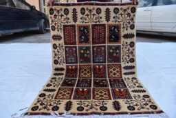 Handmade Wool Ayni Rug Small Afghan Tribal Design - 3.4x4.11 Ft - thumbnail 1