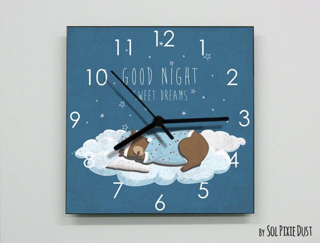 Teddy Bear Sleeping , Wall Clock - Kids Nursery Room, Teens Baby Room - image 1