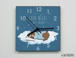 Teddy Bear Sleeping , Wall Clock - Kids Nursery Room, Teens Baby Room
