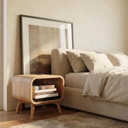 Nightstand, Night Stand, Bedside Table, Bed Side Scandinavian Design, Retro Solid Natural Oak Rounded, Bespoke Furniture