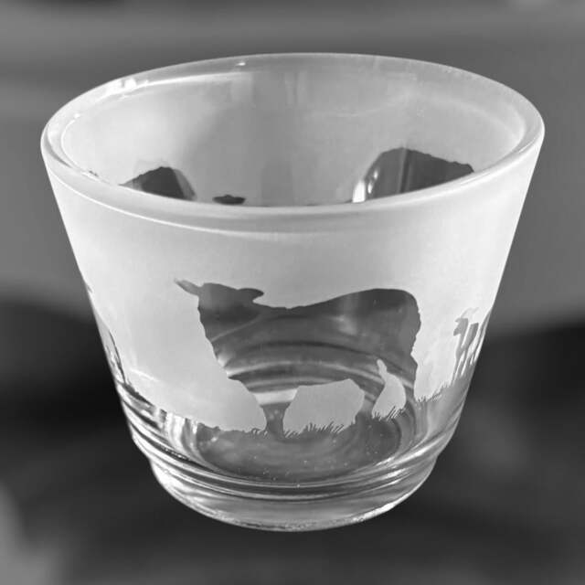 Sheep Tealight Holder - Rustic Glass Tea Light Holder With Sheep Frieze Design - image 1