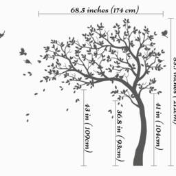 White Tree Decals Large Nursery With Birds Stunning White Wall Tattoos Mural Removable Vinyl Wall Sticker 032 - thumbnail 2