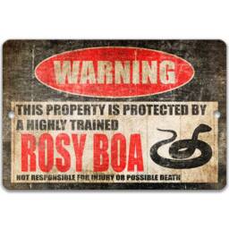 Rosy Boa Sign, Funny Snake Yard Reptile Lover Metal Wall Art, Highly Trained Property Sign - thumbnail 2