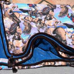Indian Chief Pillow, Turquoise Velvet, Western D??cor, Buffalo Toss Pillow & Throw Blanket - thumbnail 4