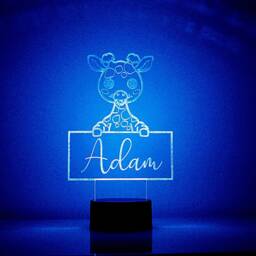 Personalised Kids Night Light - Cute Giraffe Lamp, Nursery Light, Baby Toddler Bedroom Decor, Custom Led Lamp - thumbnail 2