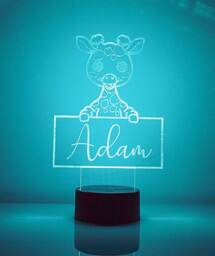 Personalised Kids Night Light - Cute Giraffe Lamp, Nursery Light, Baby Toddler Bedroom Decor, Custom Led Lamp