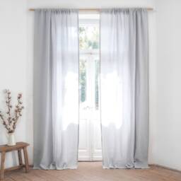 Light Gray Linen Curtain Panel, Rod Pocket Drapes - 160 G/M2 - thumbnail 2