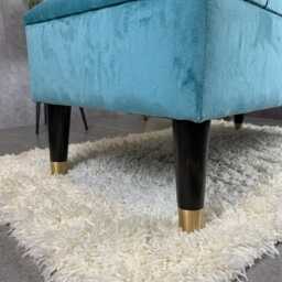 Handmade Aqua Chesterfield Storage Ottoman Bench - Velvet Coffee Table - thumbnail 4