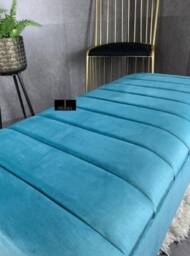 Handmade Aqua Chesterfield Storage Ottoman Bench - Velvet Coffee Table - thumbnail 2