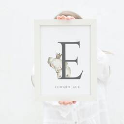 Children's Personalised Elephant Letter Print, Personalised Boy's Nursery New Baby Gift, Print, Boy's Print - thumbnail 3