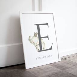 Children's Personalised Elephant Letter Print, Personalised Boy's Nursery New Baby Gift, Print, Boy's Print - thumbnail 2