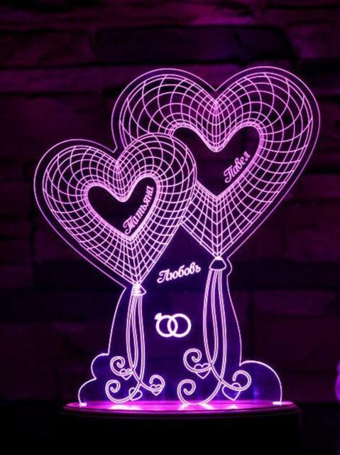 Hearts 3D Illusion Smart App Control Night Light Bluetooth, Music, 7&16M Color Mobile App, Made in UK - image 1