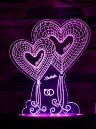 Hearts 3D Illusion Smart App Control Night Light Bluetooth, Music, 7&16M Color Mobile App, Made in UK