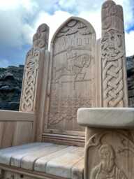 Conwy Castle Throne - Hand-Carved Solid Oak Medieval Storytelling Chair Schools Libraries Bespoke Wales UK