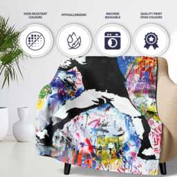 Masked Protester Throwing Paint Tin Graffiti Collage, Lightweight Comfortable Decorative Accent - Super Soft Fleece Blanket Bed Sofa Throw - thumbnail 2