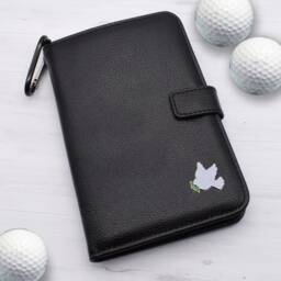 White Dove Design - Personalised Leatherette Golf Organiser Complete With Divot Repairer, Marker, Tees, Scorecard & Pencils