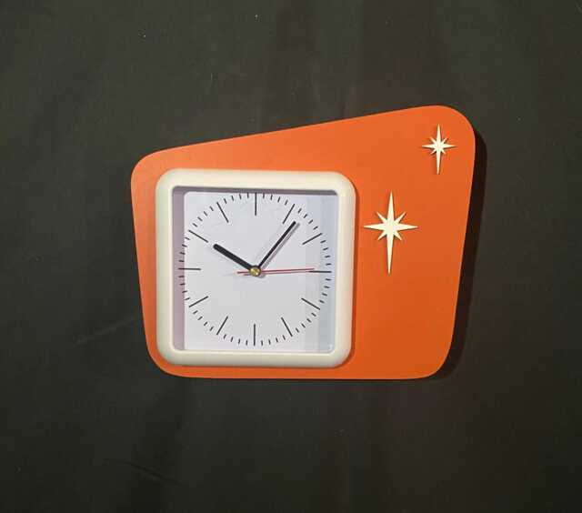 Mid Century Modern Wall Clock, Indoors, Atomic Retro, Starburst Design, Bathroom Or Spa, Silent Quarts Movment - image 1