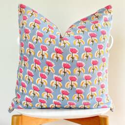 Indian Block Print Pillow Cover , Cotton Voile Hand Mede - thumbnail 2