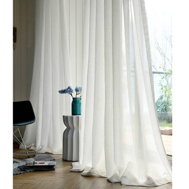 Linen Sheer White Curtains, Sheer Curtain Panels, Shabby Chic Curtains, Window Custom & Off - image 1